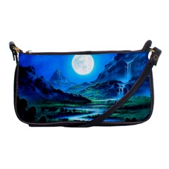 Bright Full Moon Painting Landscapes Scenery Nature Shoulder Clutch Bag by Ndabl3x