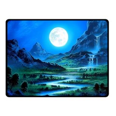 Bright Full Moon Painting Landscapes Scenery Nature Fleece Blanket (small) by Ndabl3x