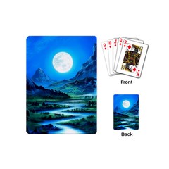 Bright Full Moon Painting Landscapes Scenery Nature Playing Cards Single Design (mini) by Ndabl3x