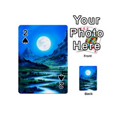 Bright Full Moon Painting Landscapes Scenery Nature Playing Cards 54 Designs (mini) by Ndabl3x