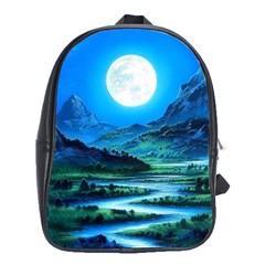 Bright Full Moon Painting Landscapes Scenery Nature School Bag (xl) by Ndabl3x