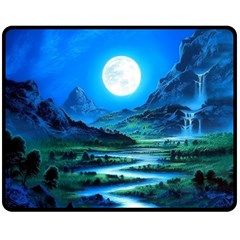 Bright Full Moon Painting Landscapes Scenery Nature Two Sides Fleece Blanket (medium) by Ndabl3x