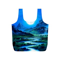 Bright Full Moon Painting Landscapes Scenery Nature Full Print Recycle Bag (s) by Ndabl3x