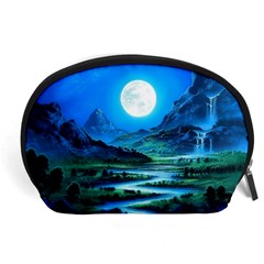 Bright Full Moon Painting Landscapes Scenery Nature Accessory Pouch (large) by Ndabl3x