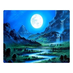 Bright Full Moon Painting Landscapes Scenery Nature Two Sides Premium Plush Fleece Blanket (large) by Ndabl3x