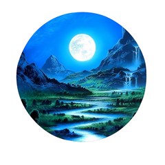 Bright Full Moon Painting Landscapes Scenery Nature Mini Round Pill Box by Ndabl3x