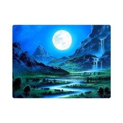 Bright Full Moon Painting Landscapes Scenery Nature Premium Plush Fleece Blanket (mini) by Ndabl3x