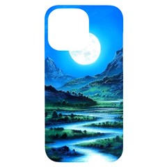 Bright Full Moon Painting Landscapes Scenery Nature Iphone 14 Pro Max Black Uv Print Case by Ndabl3x