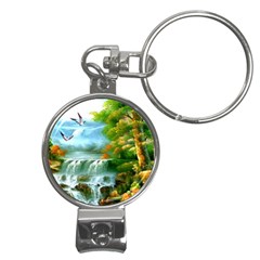 Paradise Forest Painting Bird Deer Waterfalls Nail Clippers Key Chain by Ndabl3x