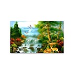 Paradise Forest Painting Bird Deer Waterfalls Sticker (Rectangular) Front