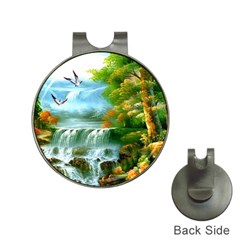 Paradise Forest Painting Bird Deer Waterfalls Hat Clips With Golf Markers by Ndabl3x