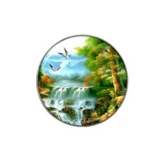 Paradise Forest Painting Bird Deer Waterfalls Hat Clip Ball Marker by Ndabl3x