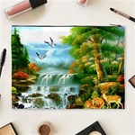 Paradise Forest Painting Bird Deer Waterfalls Cosmetic Bag (XL) Back