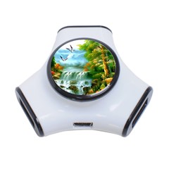 Paradise Forest Painting Bird Deer Waterfalls 3-port Usb Hub