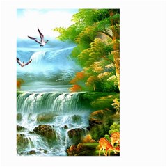 Paradise Forest Painting Bird Deer Waterfalls Large Garden Flag (two Sides) by Ndabl3x