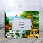 Paradise Forest Painting Bird Deer Waterfalls White Tabletop Photo Frame 4 x6  Front