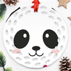 Cute Panda Love Animal Round Filigree Ornament (two Sides) by Ndabl3x