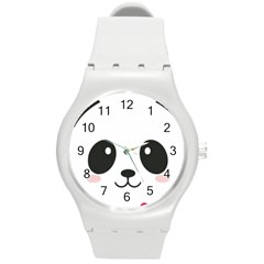 Cute Panda Love Animal Round Plastic Sport Watch (m) by Ndabl3x