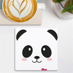 Cute Panda Love Animal Uv Print Square Tile Coaster  by Ndabl3x