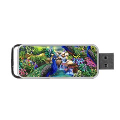 Peacocks In Garden Portable Usb Flash (two Sides) by Ndabl3x