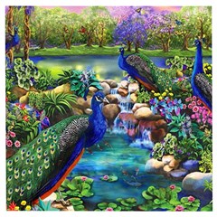 Peacocks In Garden Wooden Puzzle Square by Ndabl3x