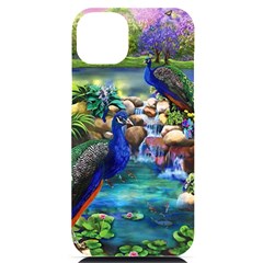 Peacocks In Garden Iphone 14 Plus Black Uv Print Case by Ndabl3x