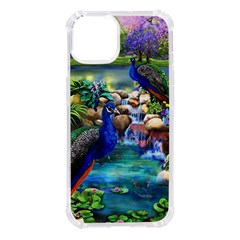 Peacocks In Garden Iphone 14 Tpu Uv Print Case