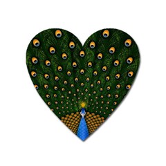 Peacock Feathers Tail Green Beautiful Bird Heart Magnet by Ndabl3x