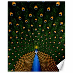 Peacock Feathers Tail Green Beautiful Bird Canvas 16  X 20  by Ndabl3x