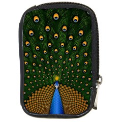 Peacock Feathers Tail Green Beautiful Bird Compact Camera Leather Case by Ndabl3x