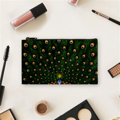 Peacock Feathers Tail Green Beautiful Bird Cosmetic Bag (small) by Ndabl3x