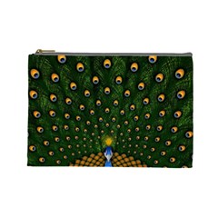 Peacock Feathers Tail Green Beautiful Bird Cosmetic Bag (large)