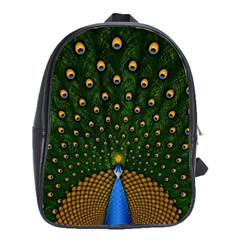 Peacock Feathers Tail Green Beautiful Bird School Bag (large) by Ndabl3x