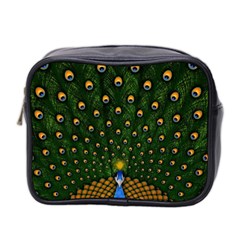 Peacock Feathers Tail Green Beautiful Bird Mini Toiletries Bag (two Sides) by Ndabl3x