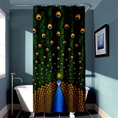 Peacock Feathers Tail Green Beautiful Bird Shower Curtain 36  X 72  (stall)  by Ndabl3x