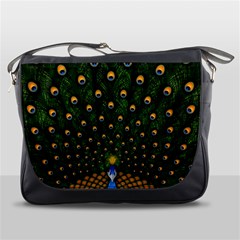 Peacock Feathers Tail Green Beautiful Bird Messenger Bag by Ndabl3x