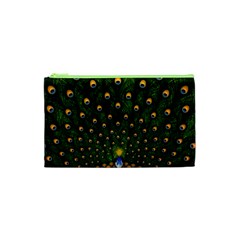 Peacock Feathers Tail Green Beautiful Bird Cosmetic Bag (xs) by Ndabl3x