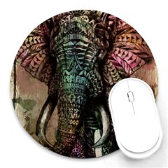 Tribal Elephant Round Mousepad by Ndabl3x