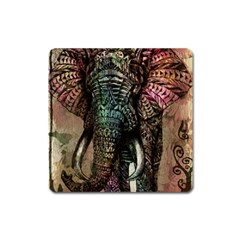 Tribal Elephant Square Magnet by Ndabl3x