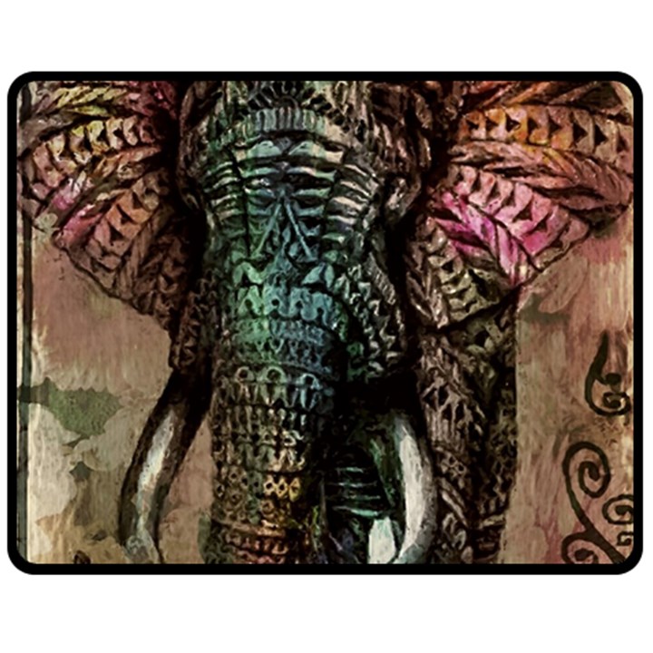 Tribal Elephant Fleece Blanket (Medium)