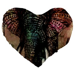 Tribal Elephant Large 19  Premium Heart Shape Cushions by Ndabl3x