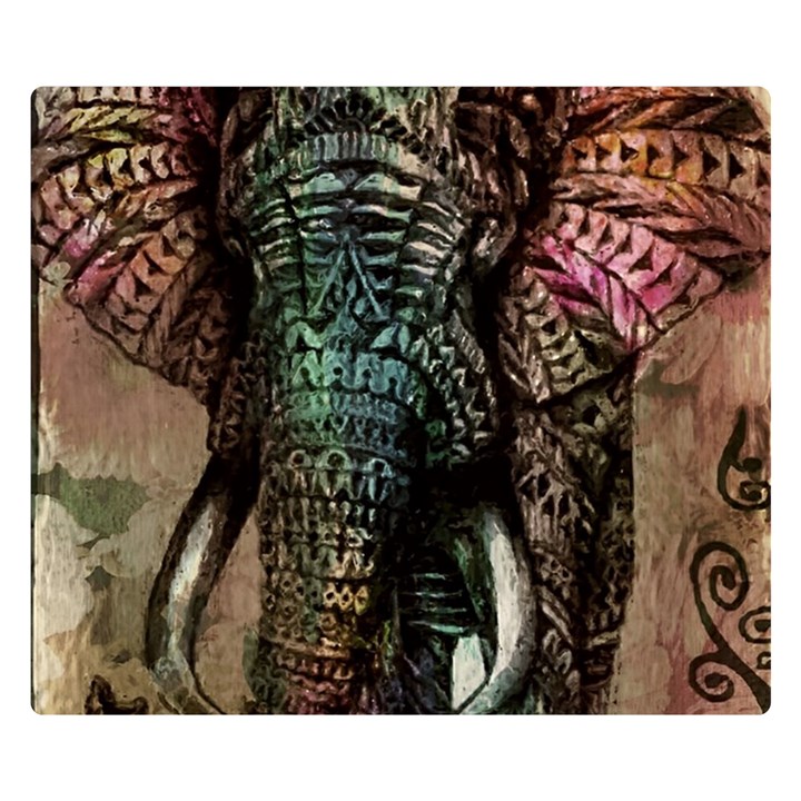 Tribal Elephant Two Sides Premium Plush Fleece Blanket (Small)