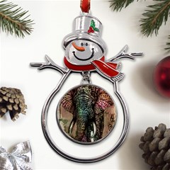 Tribal Elephant Metal Snowman Ornament by Ndabl3x