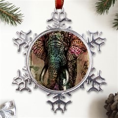 Tribal Elephant Metal Large Snowflake Ornament by Ndabl3x