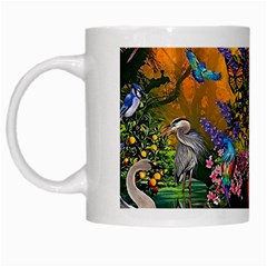 Garden Of Paradise Butterfly Swan Bird Painting Gazebo, Peacock Flower White Mug by Ndabl3x