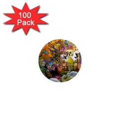 Garden Of Paradise Butterfly Swan Bird Painting Gazebo, Peacock Flower 1  Mini Magnets (100 Pack)  by Ndabl3x