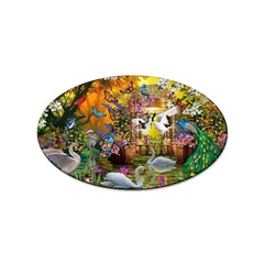 Garden Of Paradise Butterfly Swan Bird Painting Gazebo, Peacock Flower Sticker (oval) by Ndabl3x