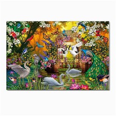 Garden Of Paradise Butterfly Swan Bird Painting Gazebo, Peacock Flower Postcards 5  X 7  (pkg Of 10) by Ndabl3x