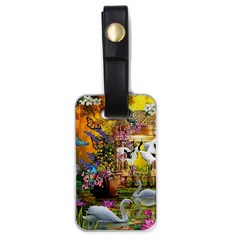 Garden Of Paradise Butterfly Swan Bird Painting Gazebo, Peacock Flower Luggage Tag (one Side) by Ndabl3x