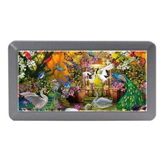 Garden Of Paradise Butterfly Swan Bird Painting Gazebo, Peacock Flower Memory Card Reader (mini) by Ndabl3x